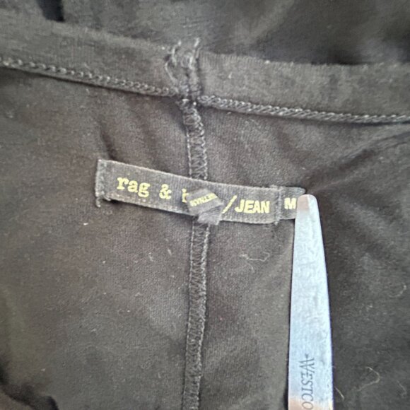 Rag & Bone Jean Womens Black V-Neck Long Sleeve High-Low Hem Tunic Top Medium - Picture 3 of 8